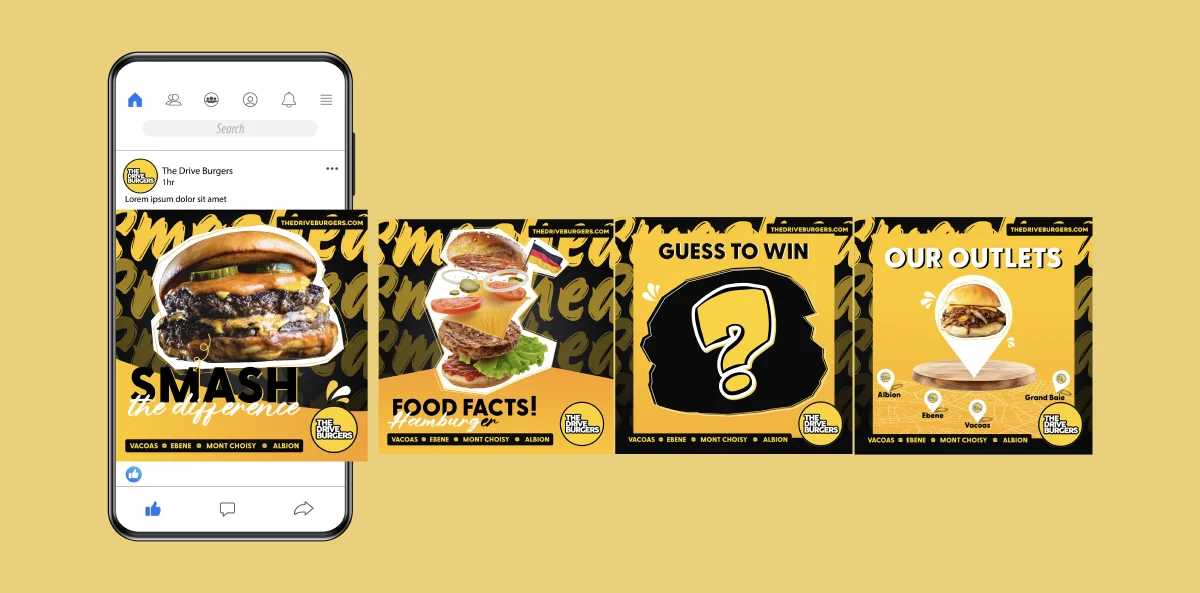 The Drive Burgers social media